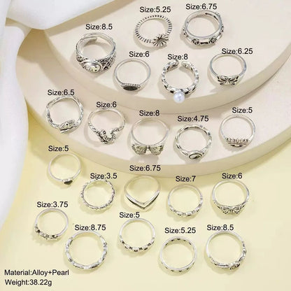 Punk Style Multi Element Ring Set With Butterfly Heart And Tai Chi Designs 7