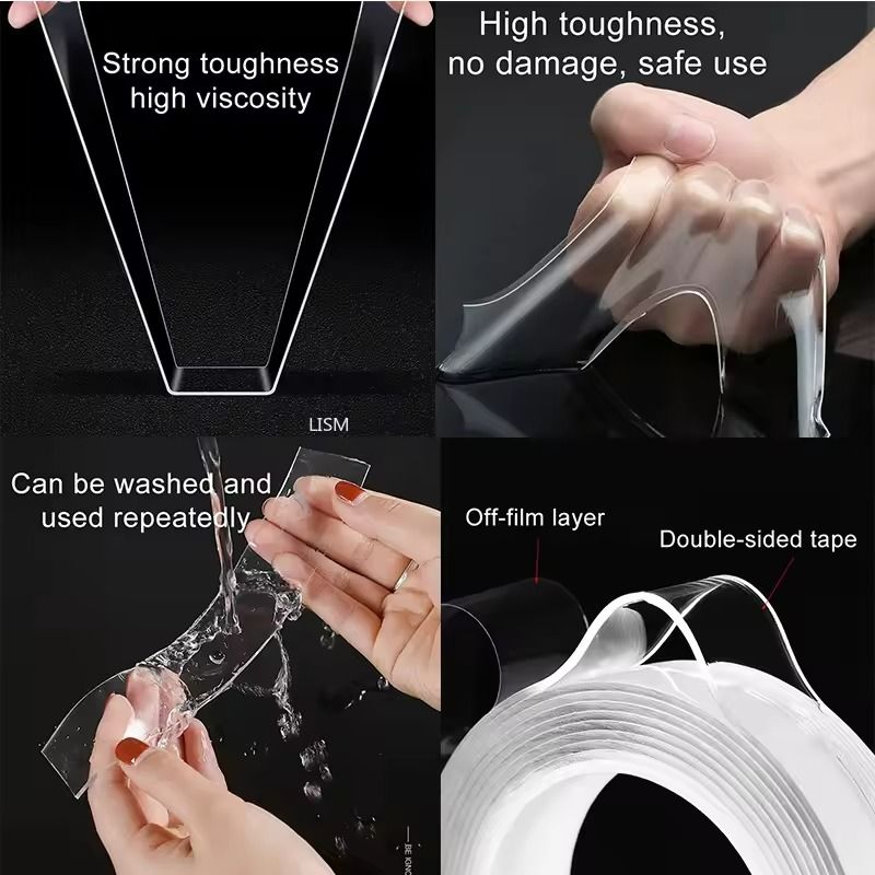 Reusable Transparent Nano Tape  DoubleSided Waterproof Acrylic Adhesive 1235M 1