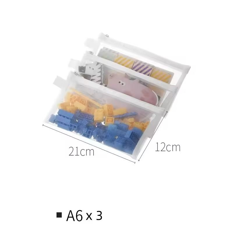 Mesh Zipper Toy Storage Bags  Transparent Building Block  Puzzle Organizers 3pcs 6