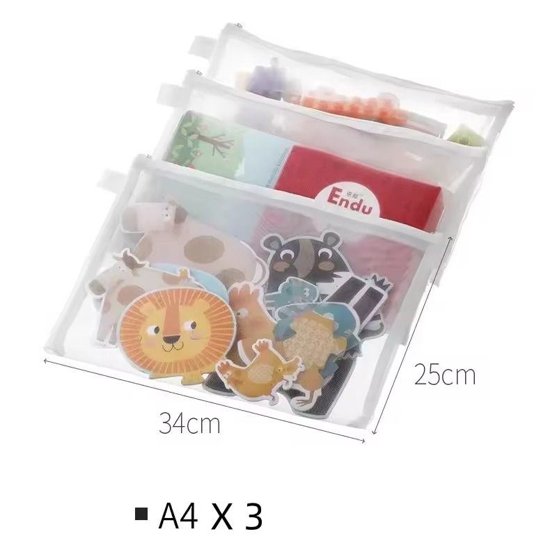 Mesh Zipper Toy Storage Bags  Transparent Building Block  Puzzle Organizers 3pcs 8