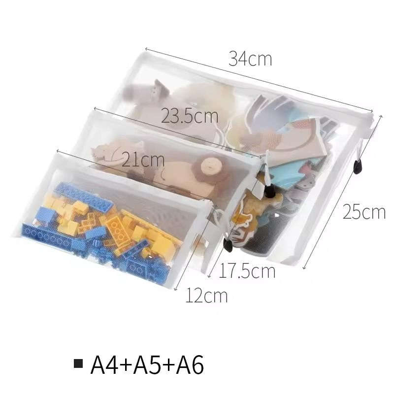 Mesh Zipper Toy Storage Bags  Transparent Building Block  Puzzle Organizers 3pcs 9