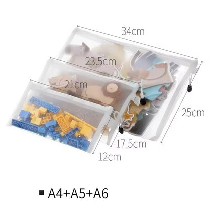Mesh Zipper Toy Storage Bags  Transparent Building Block  Puzzle Organizers 3pcs 9
