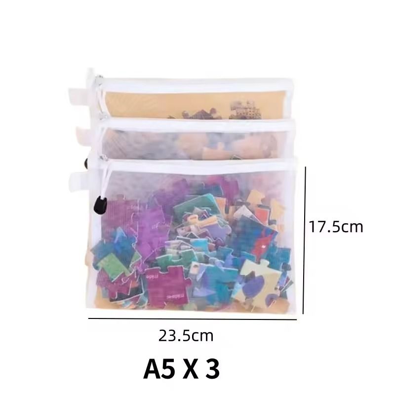 Mesh Zipper Toy Storage Bags  Transparent Building Block  Puzzle Organizers 3pcs 7