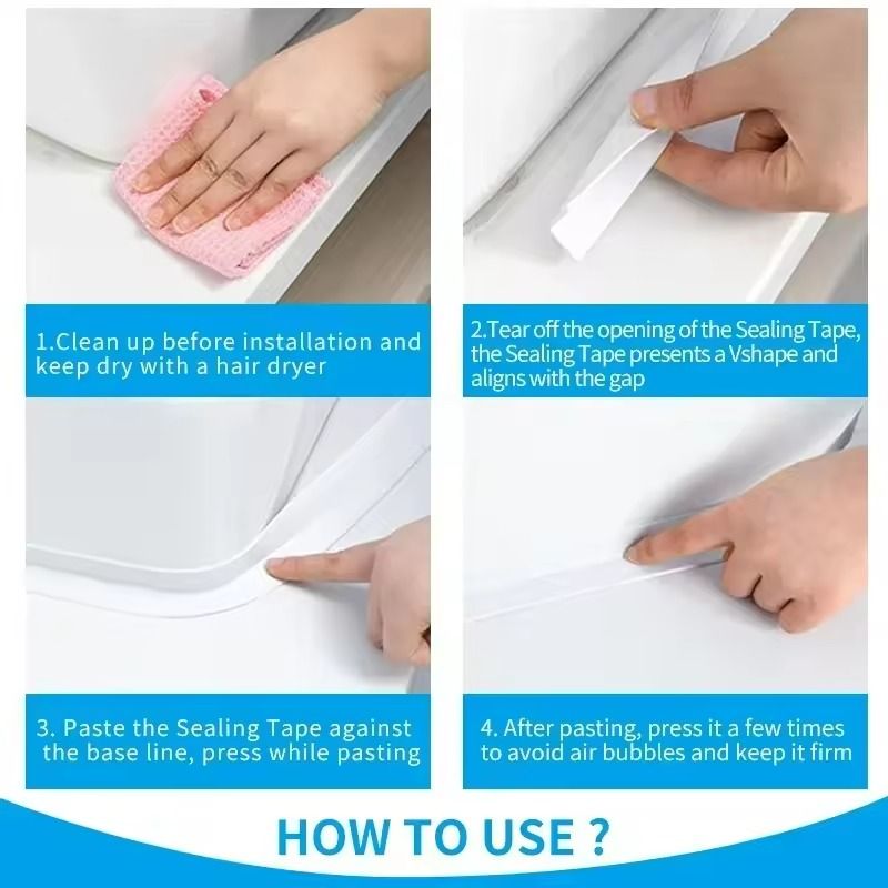 Waterproof MildewProof PVC Sealing Tape  SelfAdhesive Caulk Strip For Kitchen  Bathroom 2