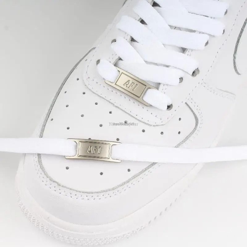 White Flat Shoelace Set With Lace Buckle Accessories 2