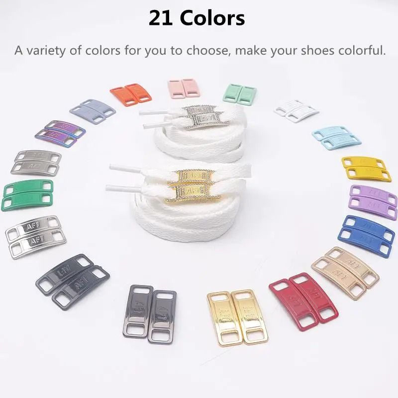 White Flat Shoelace Set With Lace Buckle Accessories 3