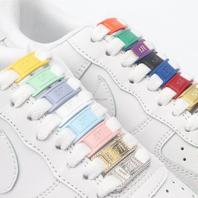 White Flat Shoelace Set With Lace Buckle Accessories 4