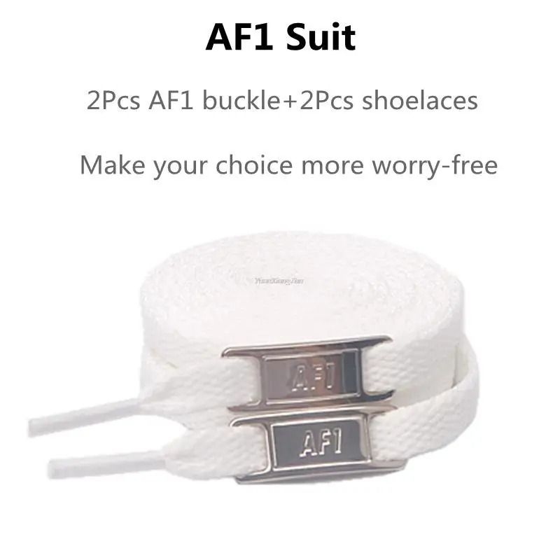 White Flat Shoelace Set With Lace Buckle Accessories 5