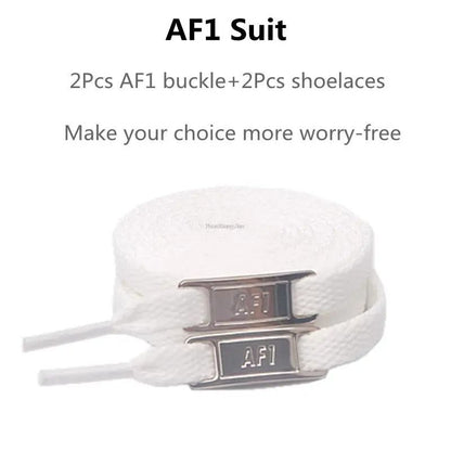 White Flat Shoelace Set With Lace Buckle Accessories 5