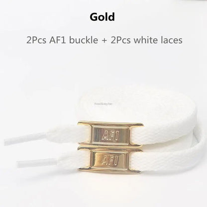 White Flat Shoelace Set With Lace Buckle Accessories 10