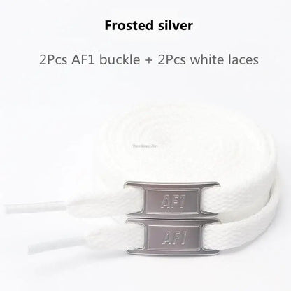 White Flat Shoelace Set With Lace Buckle Accessories 11