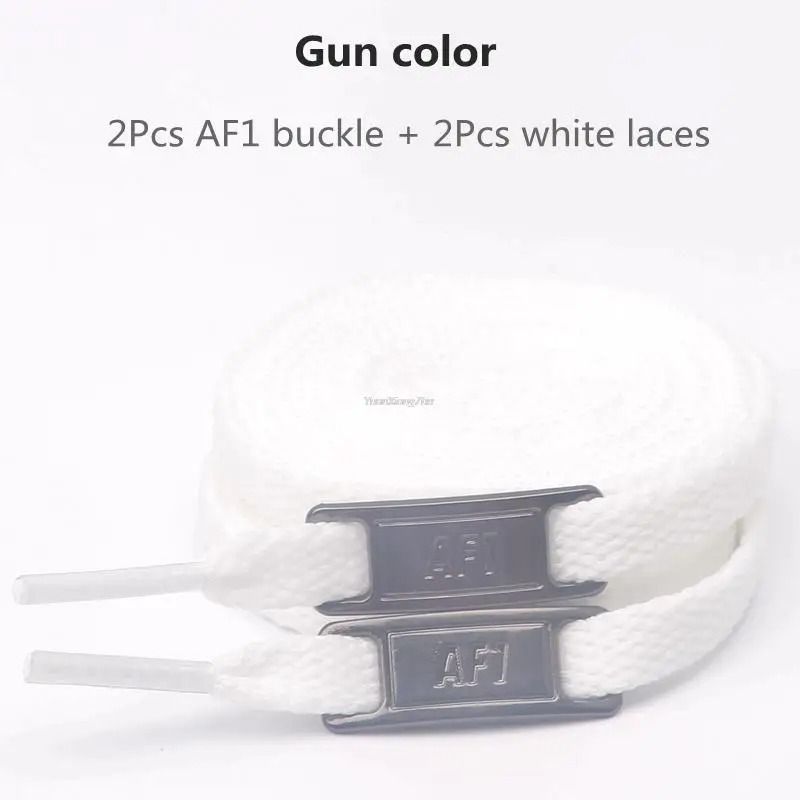 White Flat Shoelace Set With Lace Buckle Accessories 13