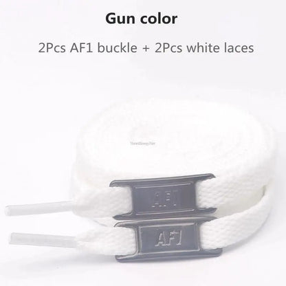 White Flat Shoelace Set With Lace Buckle Accessories 13