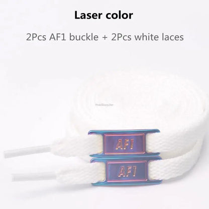 White Flat Shoelace Set With Lace Buckle Accessories 16