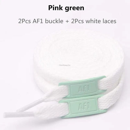 White Flat Shoelace Set With Lace Buckle Accessories 22