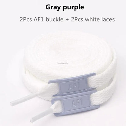 White Flat Shoelace Set With Lace Buckle Accessories 23
