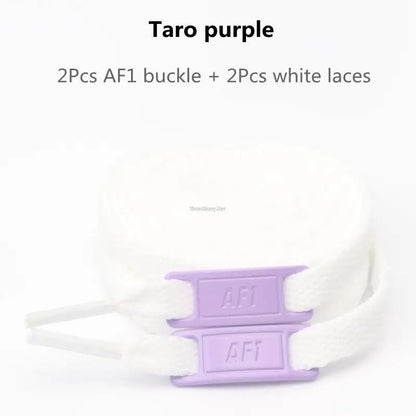 White Flat Shoelace Set With Lace Buckle Accessories 25