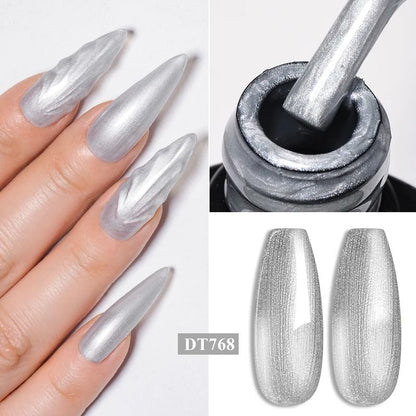 Metallic Gel Nail Polish Red Gold Silver Mirror Finish UV Soak Off Gel 2