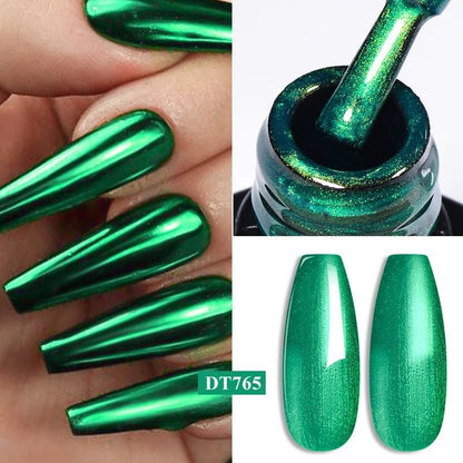 Metallic Gel Nail Polish Red Gold Silver Mirror Finish UV Soak Off Gel 4