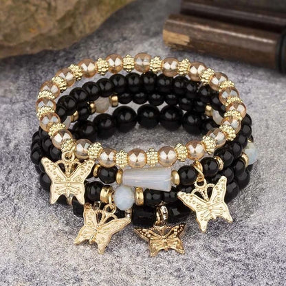 Butterfly Beaded Bracelet Set For Women Bohemian Style Elastic Bangles 9