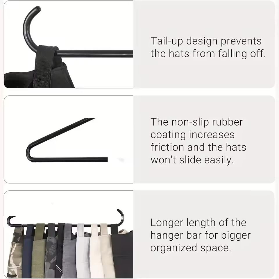 Hanging Baseball Cap Organizer  Portable Metal  Plastic Hat Rack Holder For All Sizes 1