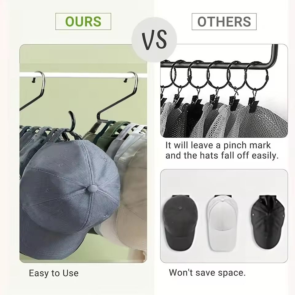 Hanging Baseball Cap Organizer  Portable Metal  Plastic Hat Rack Holder For All Sizes 2