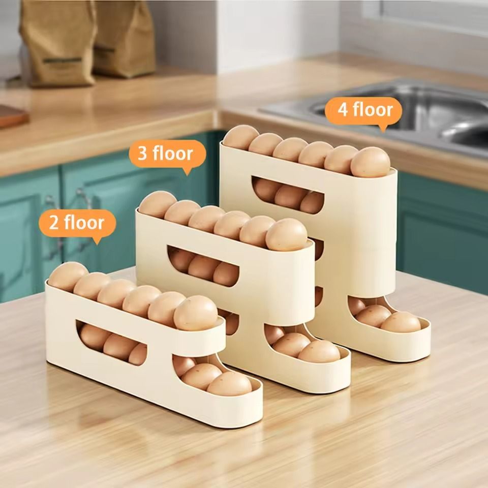 Rolling Egg Storage Holder – Fresh-Keeping Fridge Door Organizer with Slide Dispenser
