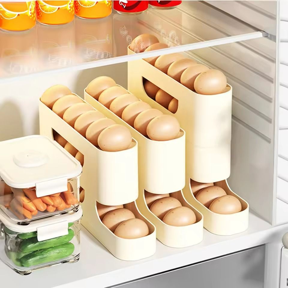 Rolling Egg Storage Holder  FreshKeeping Fridge Door Organizer With Slide Dispenser 1