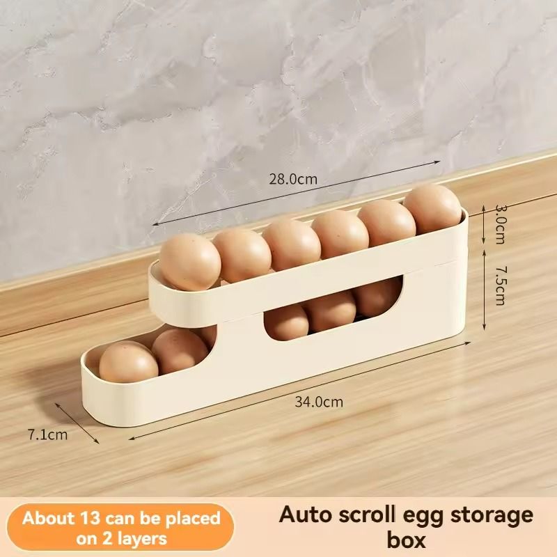 Rolling Egg Storage Holder  FreshKeeping Fridge Door Organizer With Slide Dispenser 6
