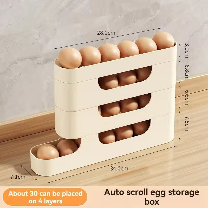 Rolling Egg Storage Holder  FreshKeeping Fridge Door Organizer With Slide Dispenser 8