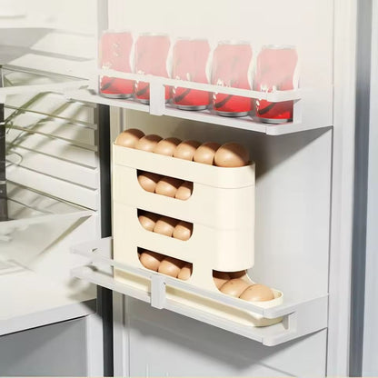 Rolling Egg Storage Holder  FreshKeeping Fridge Door Organizer With Slide Dispenser 3