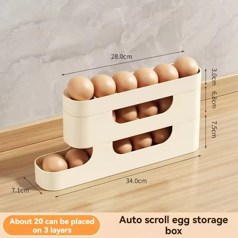 Rolling Egg Storage Holder  FreshKeeping Fridge Door Organizer With Slide Dispenser 7
