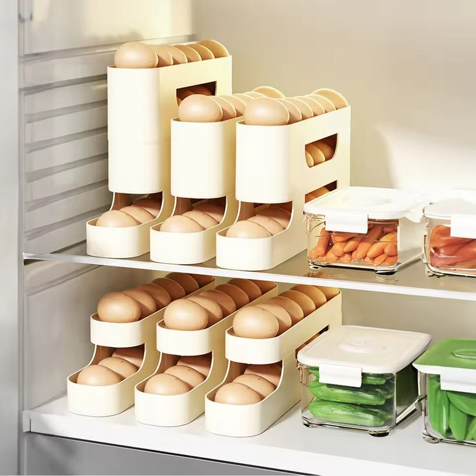 Rolling Egg Storage Holder  FreshKeeping Fridge Door Organizer With Slide Dispenser 4