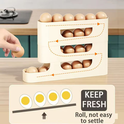 Rolling Egg Storage Holder  FreshKeeping Fridge Door Organizer With Slide Dispenser 2