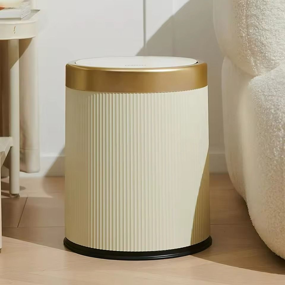 Modern DoubleLayer PressTop Trash Bin  White  Black Waste Basket For Bathroom Office  Bedroom 8