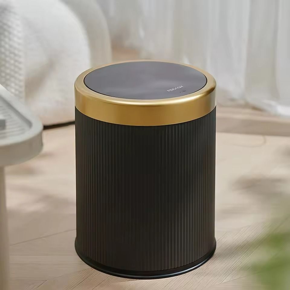 Modern DoubleLayer PressTop Trash Bin  White  Black Waste Basket For Bathroom Office  Bedroom 7