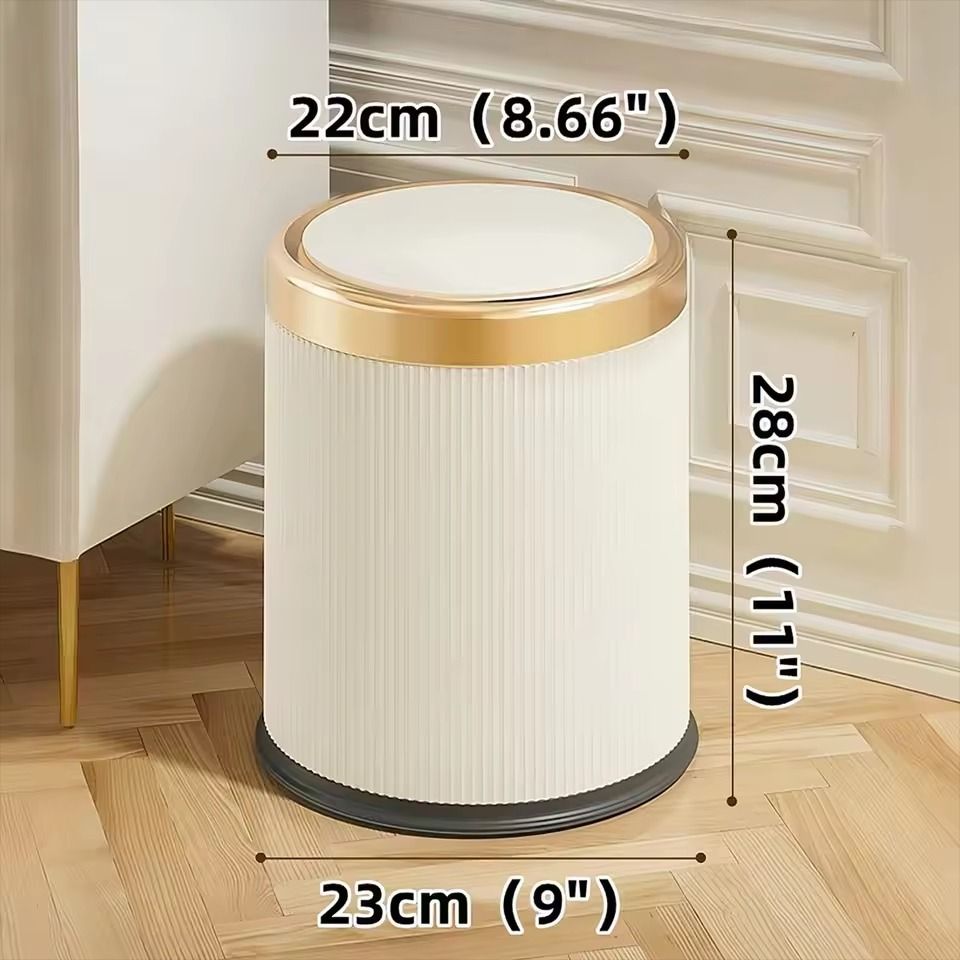 Modern DoubleLayer PressTop Trash Bin  White  Black Waste Basket For Bathroom Office  Bedroom 4