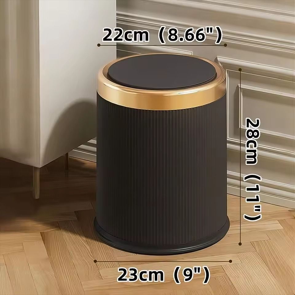 Modern DoubleLayer PressTop Trash Bin  White  Black Waste Basket For Bathroom Office  Bedroom 5