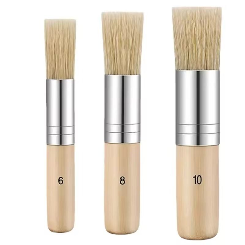 3PCS Wooden Stencil Brush Set  Natural Bristle Paint Brushes For Acrylic Wood  Oil Painting 5