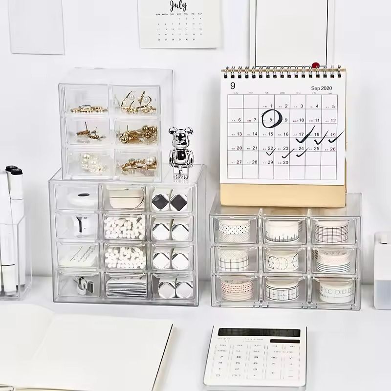 Multifunctional Dustproof Drawer Organizer  Grid Storage Box For Stationery Jewelry  Cosmetics 1