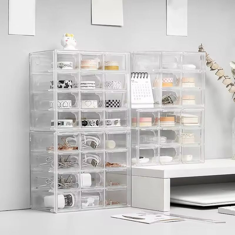 Multifunctional Dustproof Drawer Organizer  Grid Storage Box For Stationery Jewelry  Cosmetics 5