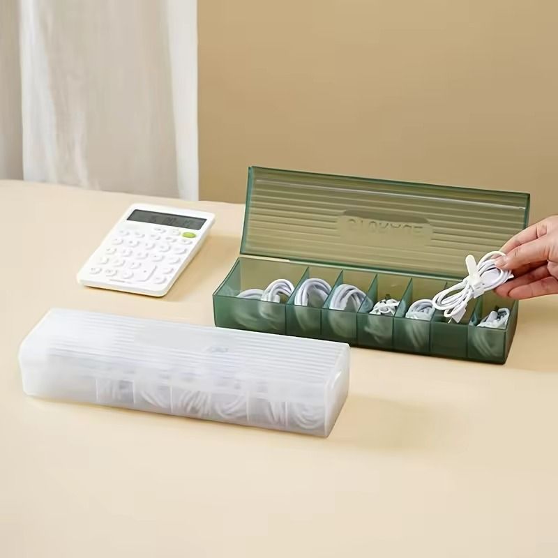 Data Cable Storage Box  Charger  Cable Organizer With Bobbin Winder For Desktop Management 1