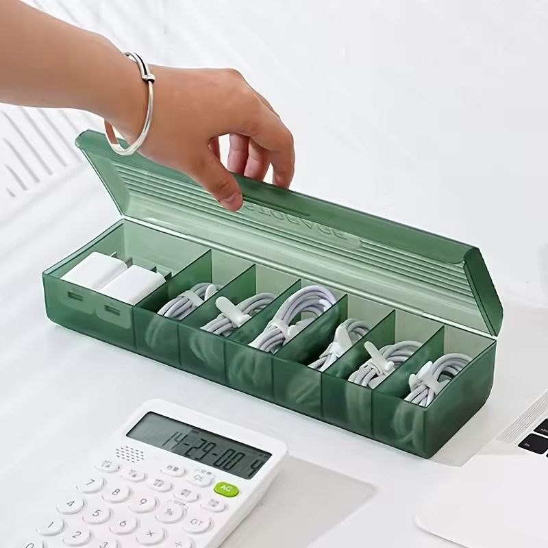Data Cable Storage Box  Charger  Cable Organizer With Bobbin Winder For Desktop Management 2