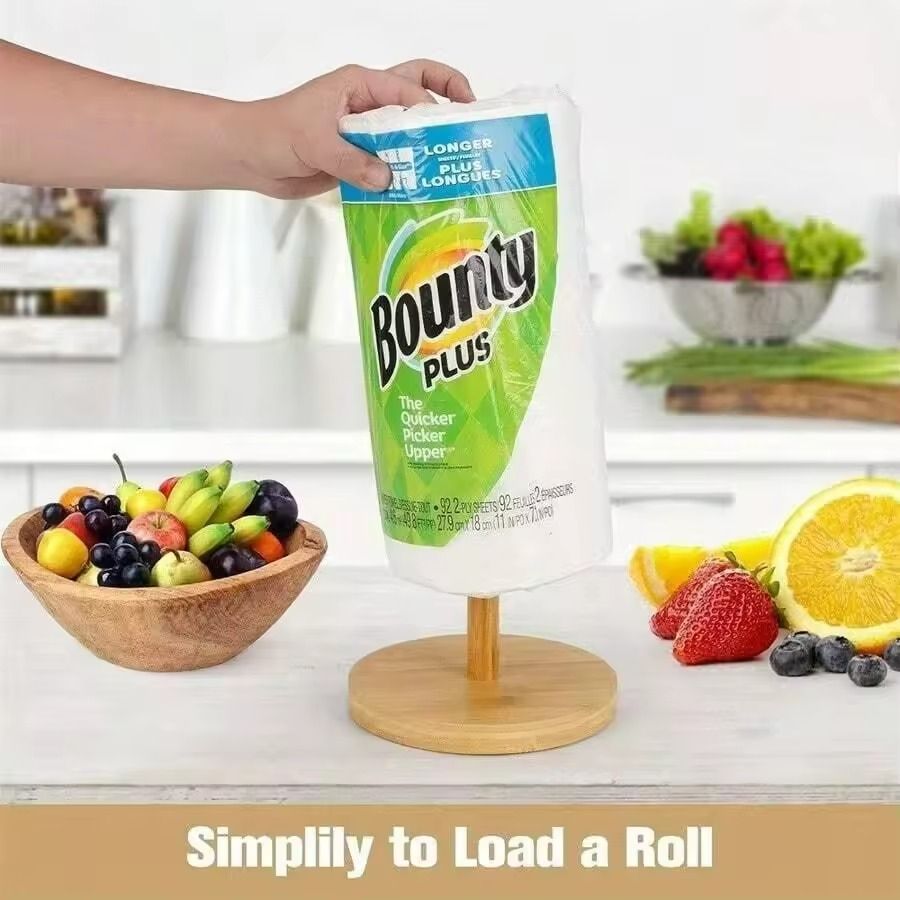 Wooden Freestanding Paper Towel Holder  Kitchen  Dining Room Tissue Roll Dispenser 3