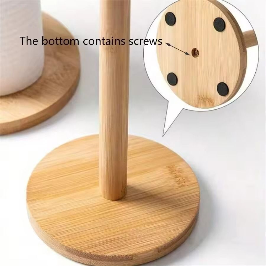 Wooden Freestanding Paper Towel Holder  Kitchen  Dining Room Tissue Roll Dispenser 5