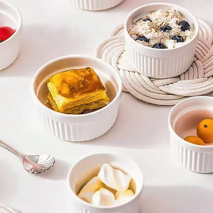 Premium Ceramic Striped Bowls  HeatResistant NonStick Dessert  Snack Serving Bowls 3