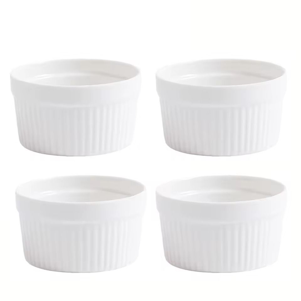Premium Ceramic Striped Bowls  HeatResistant NonStick Dessert  Snack Serving Bowls 6