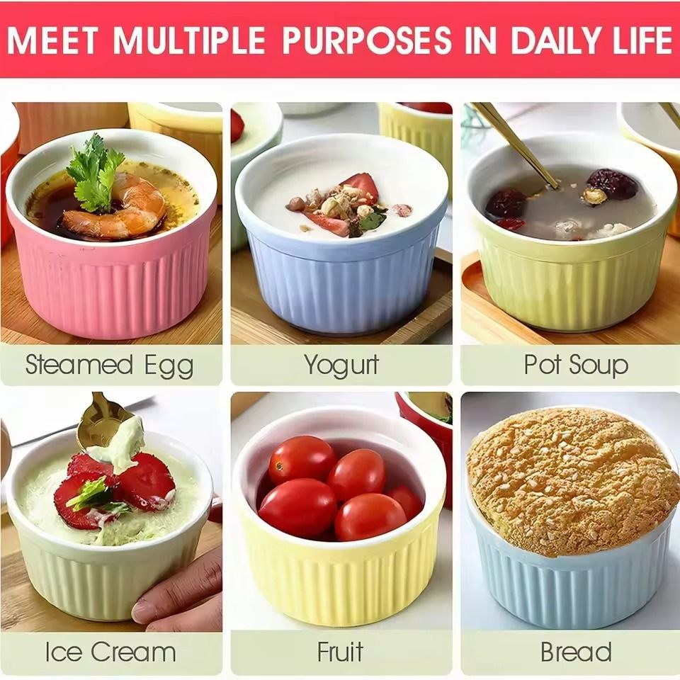 Premium Ceramic Striped Bowls  HeatResistant NonStick Dessert  Snack Serving Bowls 1