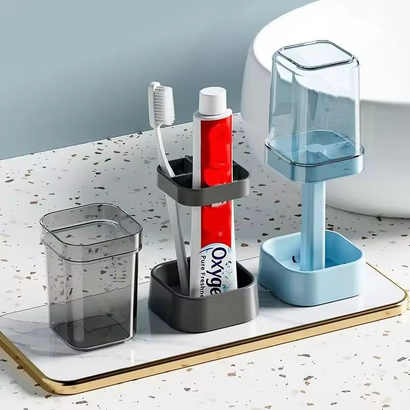 Minimalist Toothbrush Holder Set  Compact Bathroom Organizer With Gargle Cup  Tumbler Rack 2