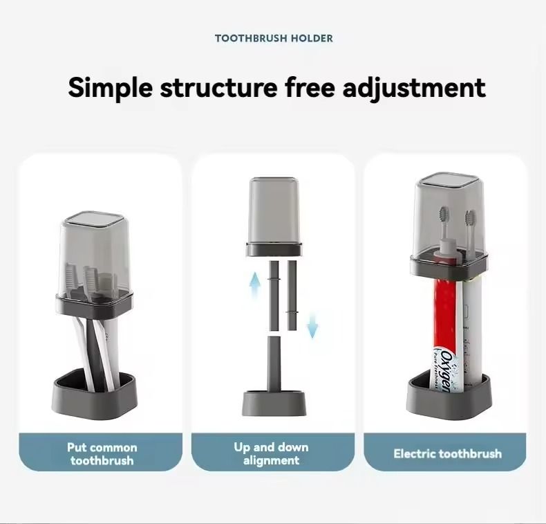 Minimalist Toothbrush Holder Set  Compact Bathroom Organizer With Gargle Cup  Tumbler Rack 4